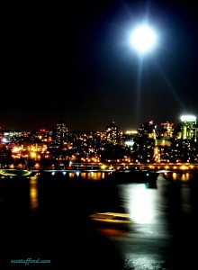 Spring 2011 Supermoon Over New York Harbor / Brooklyn